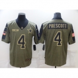 Men's Dallas Cowboys #4 Dak Prescott Nike Olive 2021 Salute To Service Limited Player Jersey