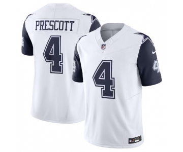 Men's Dallas Cowboys #4 Dak Prescott Thanksgiving White 2023 F.U.S.E. Vapor Limited Stitched Football Jersey