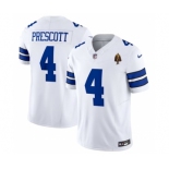 Men's Dallas Cowboys #4 Dak Prescott White 2023 F.U.S.E. With Walter Payton Patch Vapor Limited Football Stitched Jersey