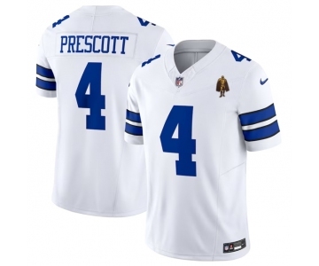 Men's Dallas Cowboys #4 Dak Prescott White 2023 F.U.S.E. With Walter Payton Patch Vapor Limited Football Stitched Jersey