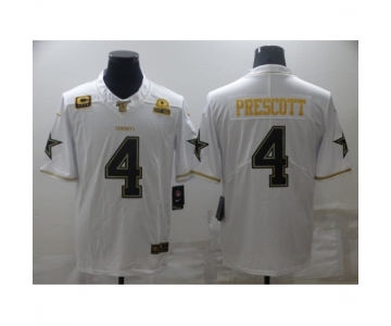 Men's Dallas Cowboys #4 Dak Prescott White Gold Limited Player Jersey