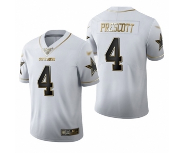 Men's Dallas Cowboys #4 Dak Prescott White Golden Edition Limited Football Jersey