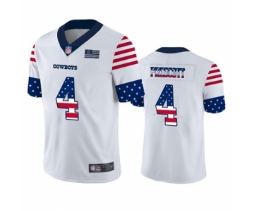 Men's Dallas Cowboys #4 Dak Prescott White Independence Day Limited Football Jersey