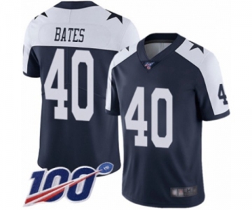 Men's Dallas Cowboys #40 Bill Bates Navy Blue Throwback Alternate Vapor Untouchable Limited Player 100th Season Football Jersey