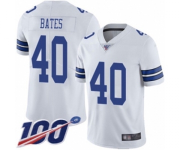 Men's Dallas Cowboys #40 Bill Bates White Vapor Untouchable Limited Player 100th Season Football Jersey