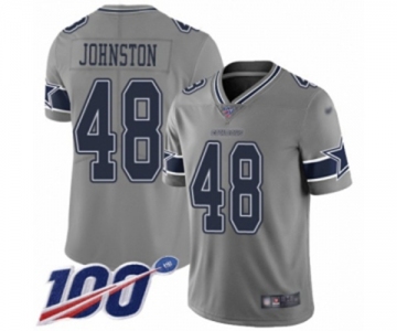 Men's Dallas Cowboys #48 Daryl Johnston Limited Gray Inverted Legend 100th Season Football Jersey