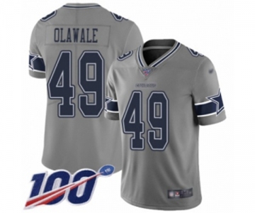 Men's Dallas Cowboys #49 Jamize Olawale Limited Gray Inverted Legend 100th Season Football Jersey