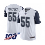 Men's Dallas Cowboys #55 Leighton Vander Esch Limited White Rush Vapor Untouchable 100th Season Football Jersey