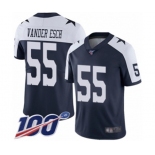 Men's Dallas Cowboys #55 Leighton Vander Esch Navy Blue Throwback Alternate Vapor Untouchable Limited Player 100th Season Football Jersey