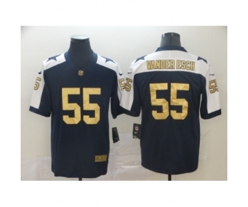 Men's Dallas Cowboys #55 Leighton Vander Esch Navy Blue gold Vapor Untouchable Limited Player Football Jersey