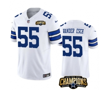 Men's Dallas Cowboys #55 Leighton Vander Esch White 2023 F.U.S.E. NFC East Champions Patch Football Stitched Jersey