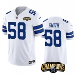 Men's Dallas Cowboys #58 Mazi Smith White 2023 F.U.S.E. NFC East Champions Patch Football Stitched Jersey