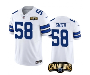 Men's Dallas Cowboys #58 Mazi Smith White 2023 F.U.S.E. NFC East Champions Patch Football Stitched Jersey