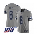 Men's Dallas Cowboys #6 Chris Jones Limited Gray Inverted Legend 100th Season Football Jersey