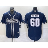 Men's Dallas Cowboys #60 Tyler Guyton Navy Cool Base Stitched Baseball Jersey