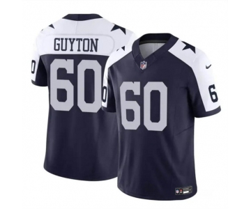 Men's Dallas Cowboys #60 Tyler Guyton Navy White 2024 Draft F.U.S.E Thanksgiving Vapor Untouchable Limited Football Stitched Jersey