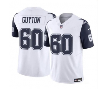 Men's Dallas Cowboys #60 Tyler Guyton White 2024 Draft F.U.S.E Color Rush Limited Football Stitched Jersey