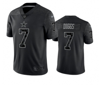 Men's Dallas Cowboys #7 Trevon Diggs Black Reflective Limited Stitched Football Jersey