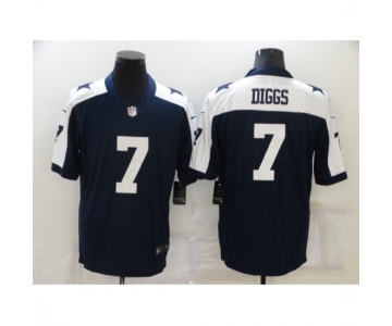 Men's Dallas Cowboys #7 Trevon Diggs Blue Thanksgiving Throwback Limited Jersey