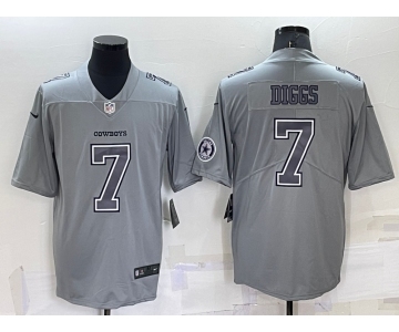 Men's Dallas Cowboys #7 Trevon Diggs LOGO Grey Atmosphere Fashion 2022 Vapor Untouchable Stitched Nike Limited Jersey