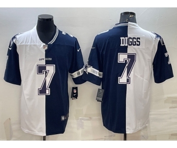 Men's Dallas Cowboys #7 Trevon Diggs Navy White Split Vapor Untouchable Limited Stitched Jersey