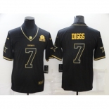 Men's Dallas Cowboys #7 Trevon Diggs Nike Black Gold Throwback Limited Jersey