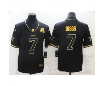 Men's Dallas Cowboys #7 Trevon Diggs Nike Black Gold Throwback Limited Jersey