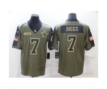 Men's Dallas Cowboys #7 Trevon Diggs Nike Olive 2021 Salute To Service Limited Player Jersey