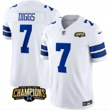 Men's Dallas Cowboys #7 Trevon Diggs White 2023 F.U.S.E. NFC East Champions Patch Football Stitched Jersey