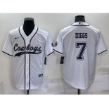 Men's Dallas Cowboys #7 Trevon Diggs White Stitched Cool Base Nike Baseball Jersey