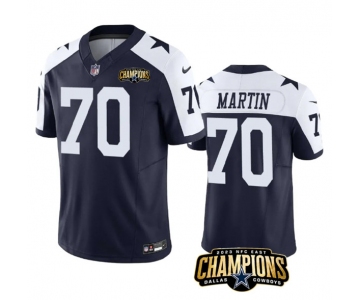 Men's Dallas Cowboys #70 Zack Martin Navy White 2023 F.U.S.E. NFC East Champions Patch Football Stitched Jersey