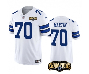 Men's Dallas Cowboys #70 Zack Martin White 2023 F.U.S.E. NFC East Champions Patch Football Stitched Jersey