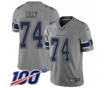 Men's Dallas Cowboys #74 Bob Lilly Limited Gray Inverted Legend 100th Season Football Jersey