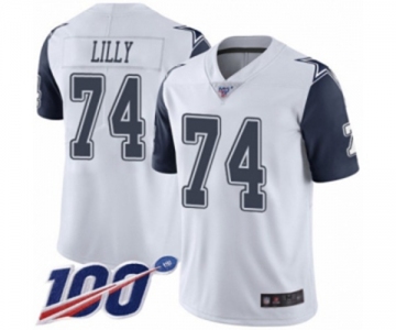 Men's Dallas Cowboys #74 Bob Lilly Limited White Rush Vapor Untouchable 100th Season Football Jersey