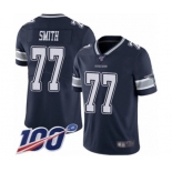 Men's Dallas Cowboys #77 Tyron Smith Navy Blue Team Color Vapor Untouchable Limited Player 100th Season Football Jersey