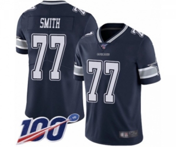 Men's Dallas Cowboys #77 Tyron Smith Navy Blue Team Color Vapor Untouchable Limited Player 100th Season Football Jersey