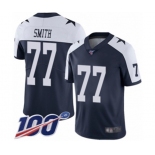 Men's Dallas Cowboys #77 Tyron Smith Navy Blue Throwback Alternate Vapor Untouchable Limited Player 100th Season Football Jersey