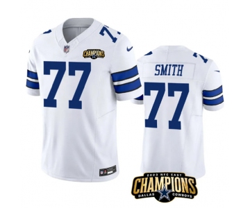 Men's Dallas Cowboys #77 Tyron Smith White 2023 F.U.S.E. NFC East Champions Patch Football Stitched Jersey