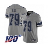 Men's Dallas Cowboys #79 Trysten Hill Limited Gray Inverted Legend 100th Season Football Jersey