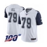 Men's Dallas Cowboys #79 Trysten Hill Limited White Rush Vapor Untouchable 100th Season Football Jersey