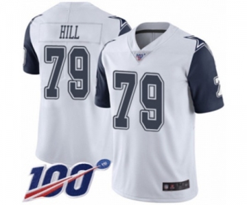 Men's Dallas Cowboys #79 Trysten Hill Limited White Rush Vapor Untouchable 100th Season Football Jersey