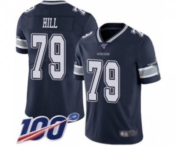 Men's Dallas Cowboys #79 Trysten Hill Navy Blue Team Color Vapor Untouchable Limited Player 100th Season Football Jersey