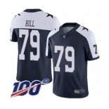 Men's Dallas Cowboys #79 Trysten Hill Navy Blue Throwback Alternate Vapor Untouchable Limited Player 100th Season Football Jersey