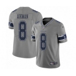 Men's Dallas Cowboys #8 Troy Aikman Limited Gray Inverted Legend Football Jersey