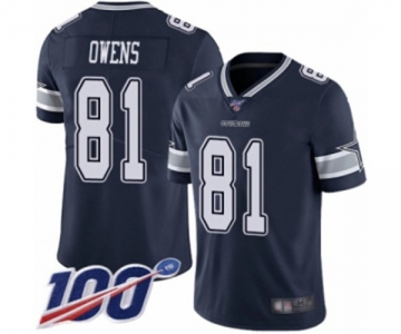 Men's Dallas Cowboys #81 Terrell Owens Navy Blue Team Color Vapor Untouchable Limited Player 100th Season Football Jersey