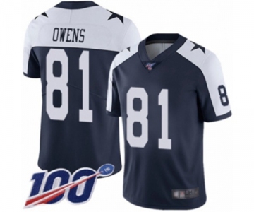 Men's Dallas Cowboys #81 Terrell Owens Navy Blue Throwback Alternate Vapor Untouchable Limited Player 100th Season Football Jersey