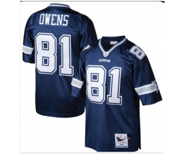 Men's Dallas Cowboys #81 Terrell Owens Navy Blue Throwback Jersey