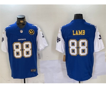 Men's Dallas Cowboys #88 CeeDee Lamb 2024 F.U.S.E. Navy Gold With Texas & John Madden Patch Football Stitched Jersey