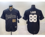 Men's Dallas Cowboys #88 CeeDee Lamb Black With Patch Cool Base Stitched Baseball Jerseys