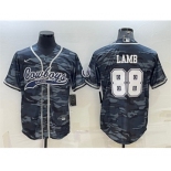 Men's Dallas Cowboys #88 CeeDee Lamb Gray Camo With Patch Cool Base Stitched Baseball Jersey